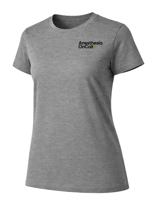 Womens Ring Spun Light Grey Heather 4.5 oz T-Shirt w/Anesthesia OnCall Logo