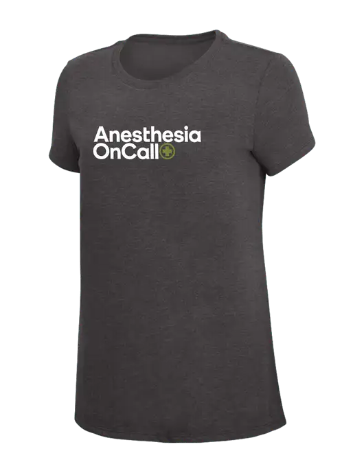 Womens Simply Soft Heather Charcoal 4.5oz  Poly/Combed Ring Spun Cotton T-Shirt w/Anesthesia OnCall Logo