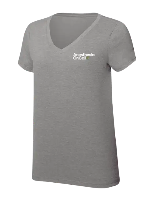 Womens Simply Soft V-Neck Grey Frost 4.5oz  Poly/Combed Ring Spun Cotton T-Shirt w/Anesthesia OnCall Logo