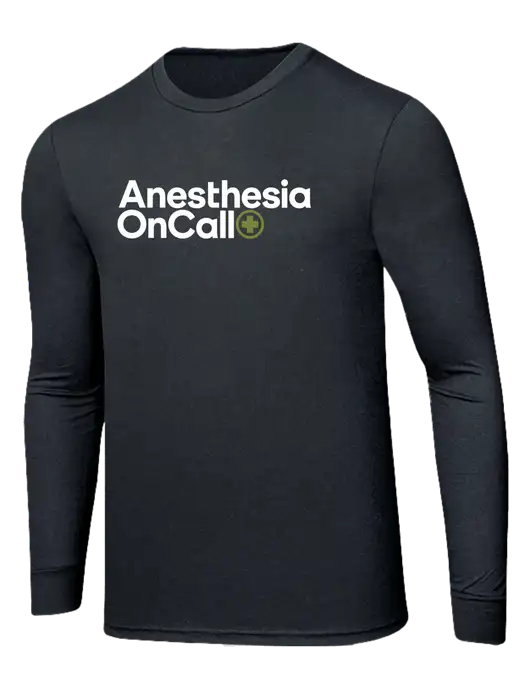 Simply Soft Long Sleeve Black Frost 4.5 oz, Poly/Combed Ring Spun Cotton T-Shirt w/Anesthesia OnCall Logo