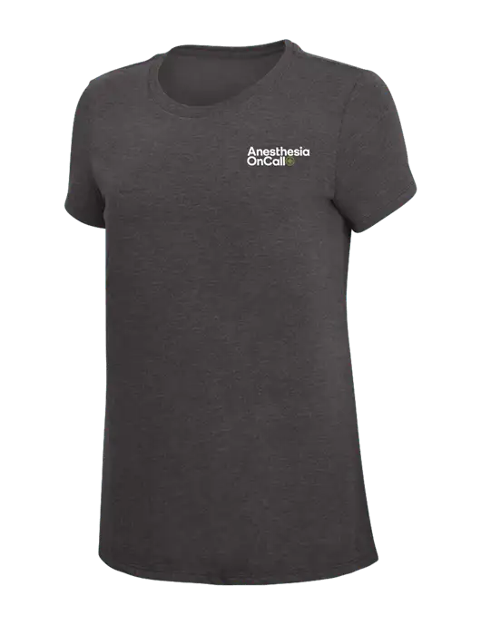 Womens Simply Soft Heather Charcoal 4.5oz  Poly/Combed Ring Spun Cotton T-Shirt w/Anesthesia OnCall Logo