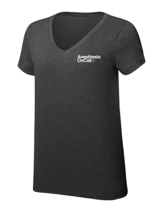 Womens Simply Soft V-Neck Black Frost 4.5oz  Poly/Combed Ring Spun Cotton T-Shirt w/Anesthesia OnCall Logo