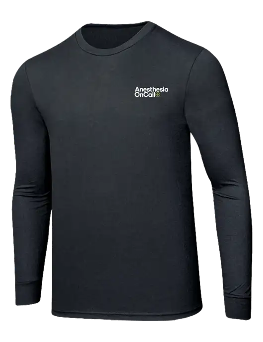 Simply Soft Long Sleeve Black Frost 4.5 oz, Poly/Combed Ring Spun Cotton T-Shirt w/Anesthesia OnCall Logo