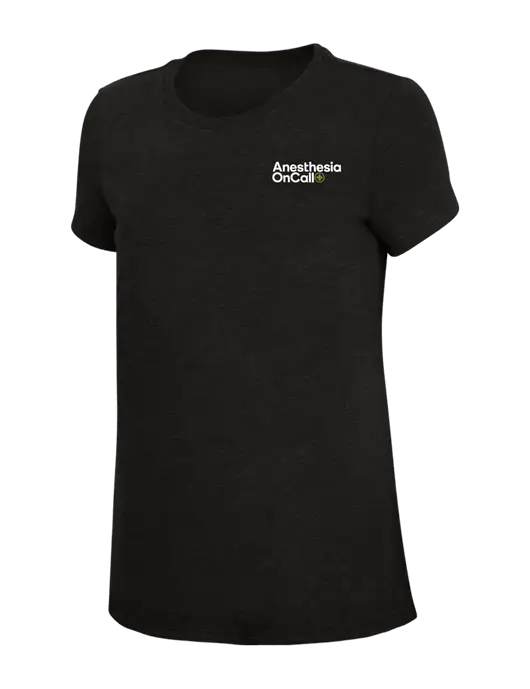 Womens Simply Soft Black 4.5oz Poly/Combed Ring Spun Cotton T-Shirt w/Anesthesia OnCall Logo