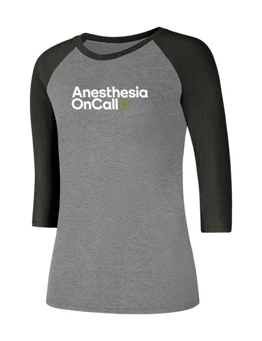 Womens Simply Soft 3/4 Sleeve Black Frost/Grey Frost Ring Spun Cotton T-Shirt w/Anesthesia OnCall Logo