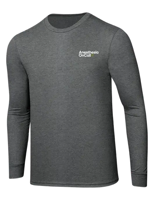 Simply Soft Long Sleeve Medium Grey Frost 4.5 oz, Poly/Combed Ring Spun Cotton T-Shirt w/Anesthesia OnCall Logo