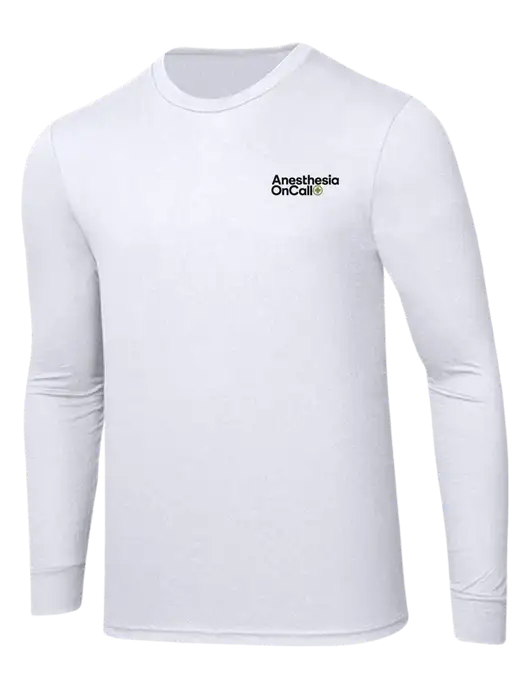 Simply Soft Long Sleeve White 4.5 oz, Poly/Combed Ring Spun Cotton T-Shirt w/Anesthesia OnCall Logo