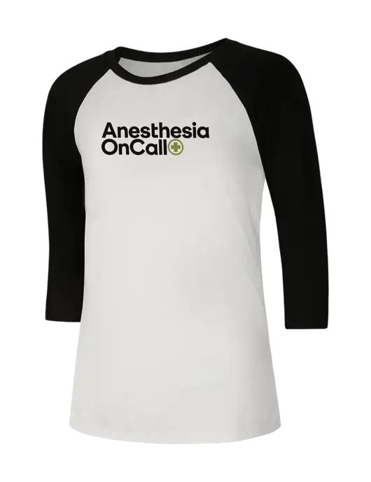 Womens Simply Soft 3/4 Sleeve Black/White Ring Spun Cotton T-Shirt w/Anesthesia OnCall Logo