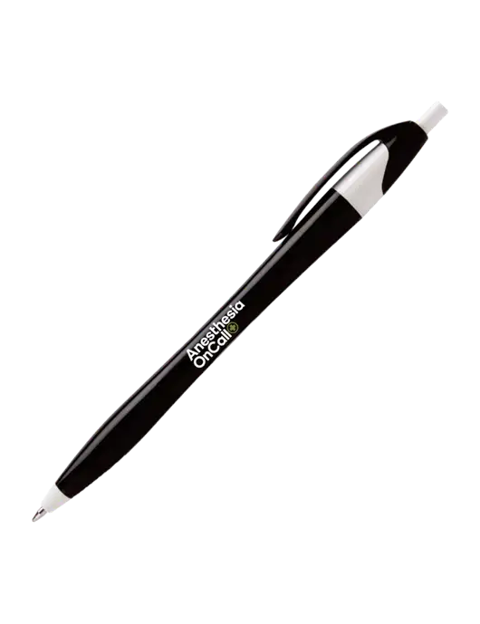 Novella Black/White Executive Pen - Blue Ink w/Anesthesia OnCall Logo