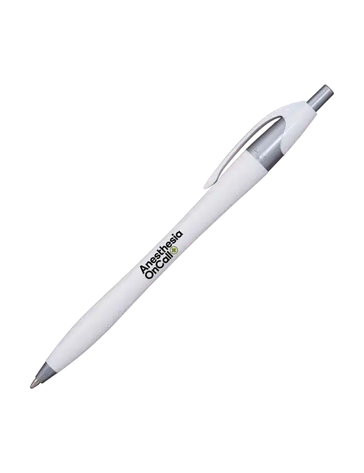 Novella White/Silver Shimmer Pen - Blue Ink w/Anesthesia OnCall Logo
