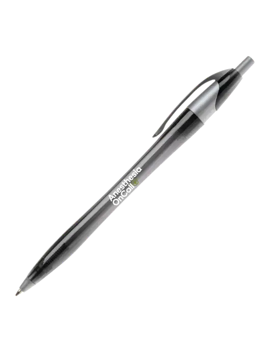 Novella Translucent Black/Silver Jewel Pen - Blue Ink w/Anesthesia OnCall Logo