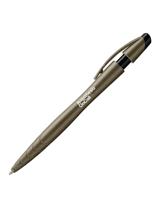 Awali Grey Metallic Pen - Black Ink w/Anesthesia OnCall Logo