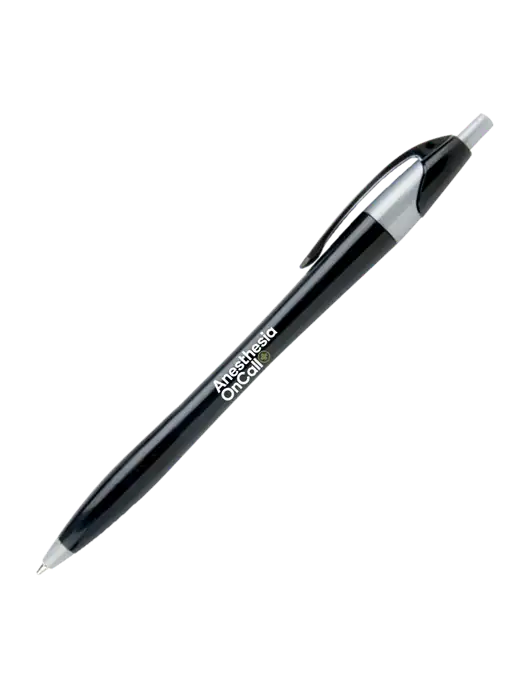 Novella Black/Silver Corporate Pen - Blue Ink w/Anesthesia OnCall Logo