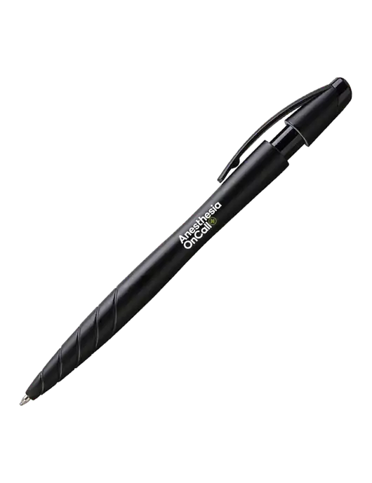 Awali Black Metallic Pen - Black Ink w/Anesthesia OnCall Logo