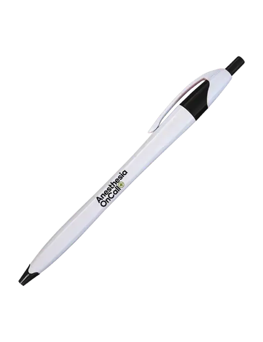 Novella White/Black Classic Pen - Blue Ink w/Anesthesia OnCall Logo