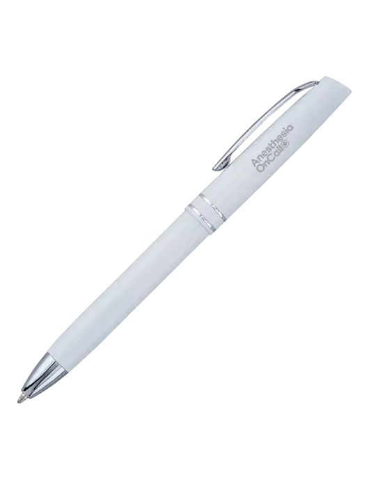 White Anguilla Black Ink Pen w/Anesthesia OnCall Logo