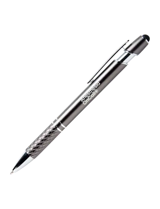 Valencia Gunmetal Stylus Pen - Black Ink w/Anesthesia OnCall Logo
