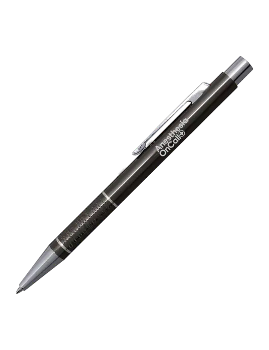 St George Gunmetal Pen - Blue Ink w/Anesthesia OnCall Logo