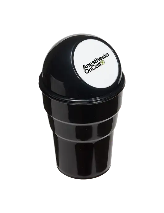 Black Car Cup Holder Trash Can w/Anesthesia OnCall Logo