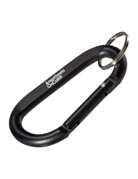 Black Carabiner & Key Ring w/Anesthesia OnCall Logo