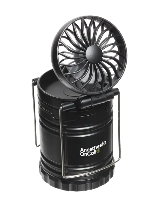 Black Retro Lantern with Fan w/Anesthesia OnCall Logo
