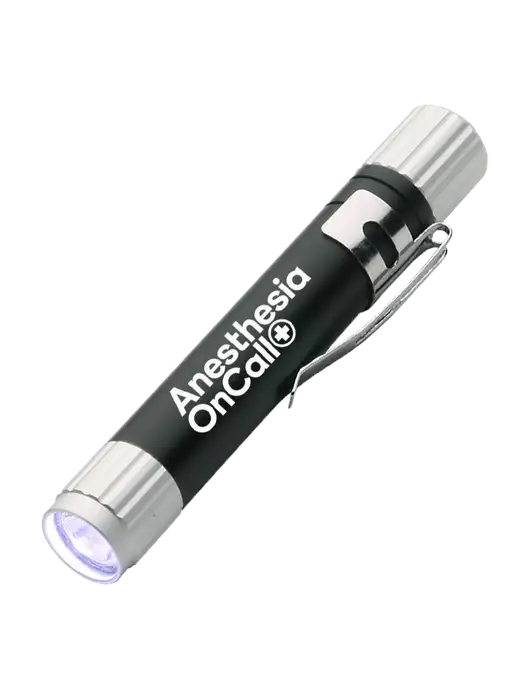 Black Aluminum LED Penlight w/Anesthesia OnCall Logo