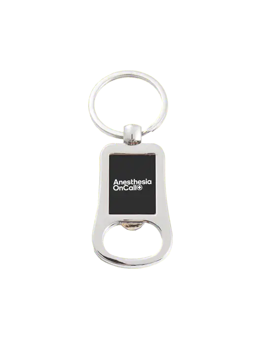Silver & Black Bottle Opener Keychain w/Anesthesia OnCall Logo