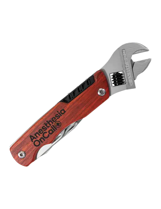 Wood Handle Wrench Multi Tool with Case w/Anesthesia OnCall Logo
