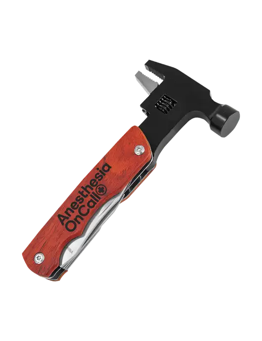 Wood Handle Hammer Multi Tool with Case w/Anesthesia OnCall Logo