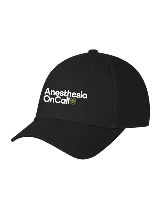 Black Structured Cap Hook & Loop w/Anesthesia OnCall Logo