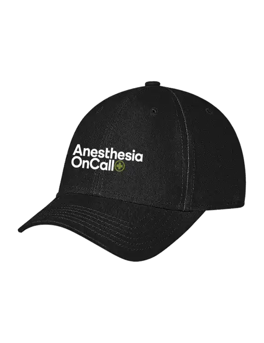 Black Structured Soft Snap Closure Hook & Loop Cap w/Anesthesia OnCall Logo