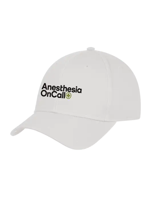 White Structured Cap Hook & Loop w/Anesthesia OnCall Logo