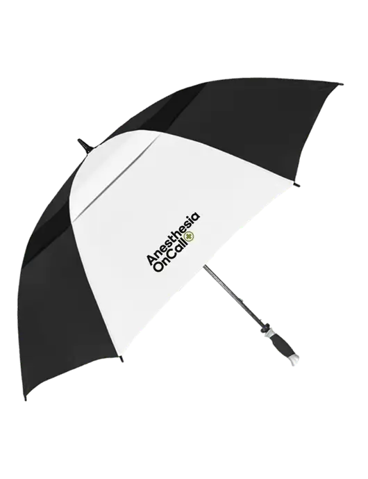 Black/White Vented Typhoon Tamer Golf Umbrella w/Anesthesia OnCall Logo