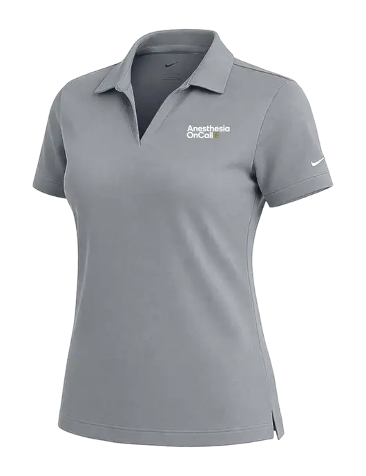NIKE Medium Grey Womens Dri-Fit Micro Pique Polo w/Anesthesia OnCall Logo