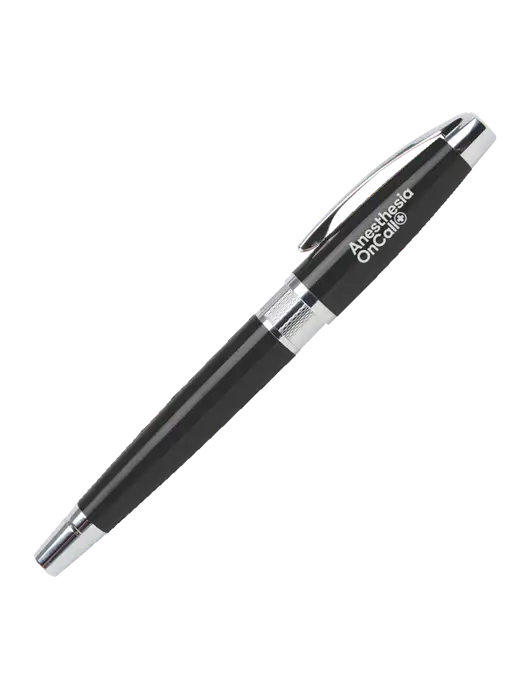 Masscotti Black Rollerball Pen - Black Ink w/Anesthesia OnCall Logo