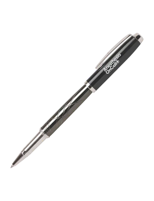 Modernist Black Rollerball Pen - Black Ink w/Anesthesia OnCall Logo