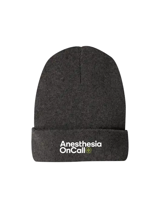 Recycled Charcoal Heather Beanie w/Anesthesia OnCall Logo