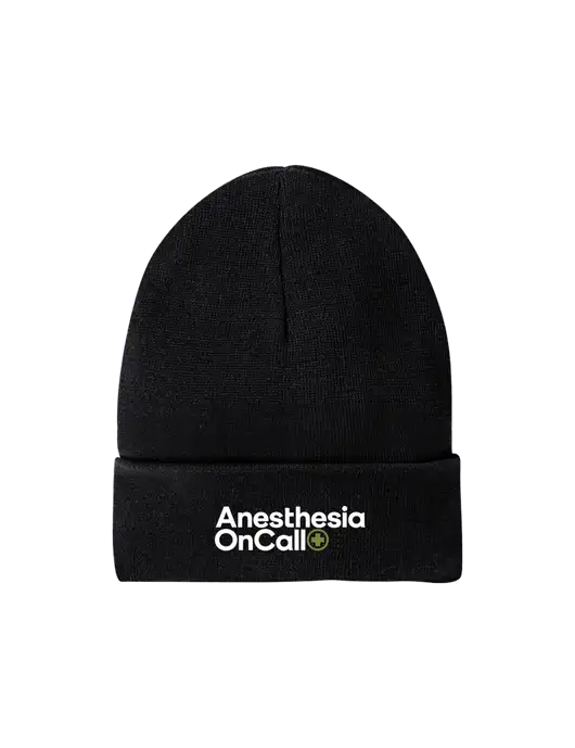 Recycled Black Beanie w/Anesthesia OnCall Logo