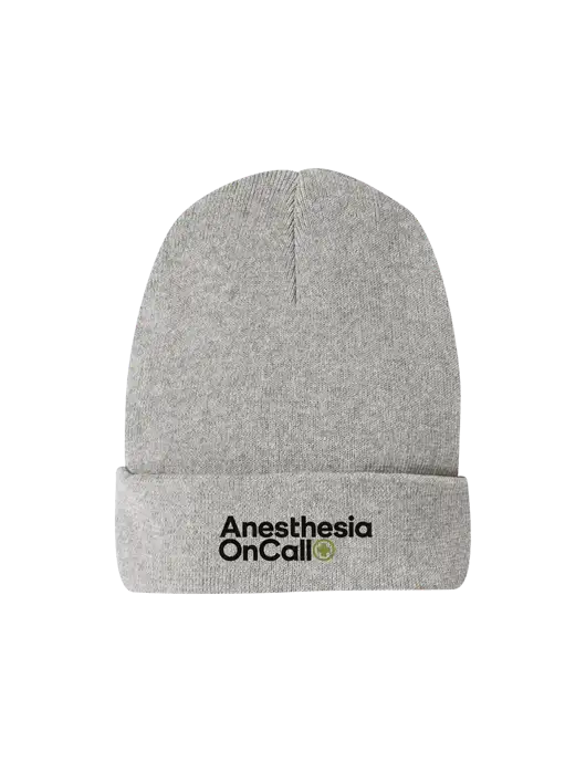 Recycled Light Heather Grey Beanie w/Anesthesia OnCall Logo