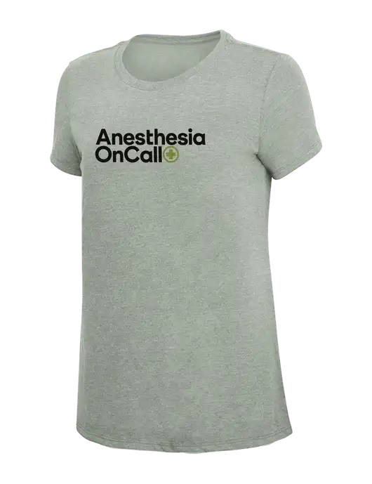 Womens Simply Soft Heathered Light Grey 4.5oz Poly/Combed Ring Spun Cotton T-Shirt w/Anesthesia OnCall Logo