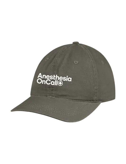 Garment Washed Unstructured Twill Olive Cap w/Anesthesia OnCall Logo