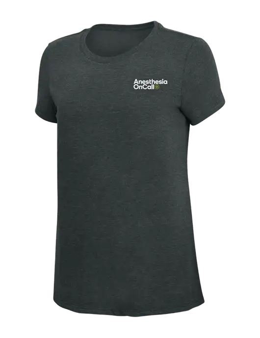 Womens Simply Soft Black Frost 4.5oz Poly/Combed Ring Spun Cotton T-Shirt w/Anesthesia OnCall Logo