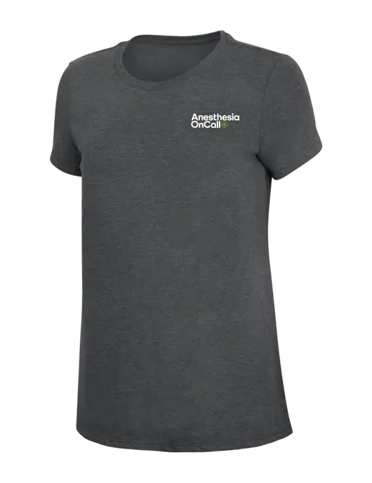 Womens Simply Soft Charcoal 4.5oz Poly/Combed Ring Spun Cotton T-Shirt w/Anesthesia OnCall Logo