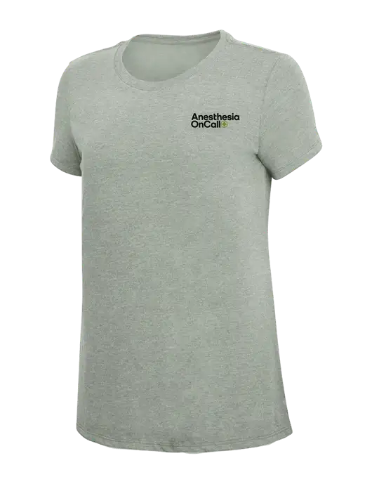 Womens Simply Soft Heathered Light Grey 4.5oz Poly/Combed Ring Spun Cotton T-Shirt w/Anesthesia OnCall Logo