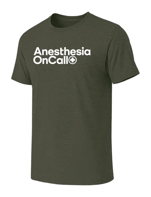 BELLA+CANVAS Heather Dark Military Green CVC Short Sleeve Tee w/Anesthesia OnCall Logo