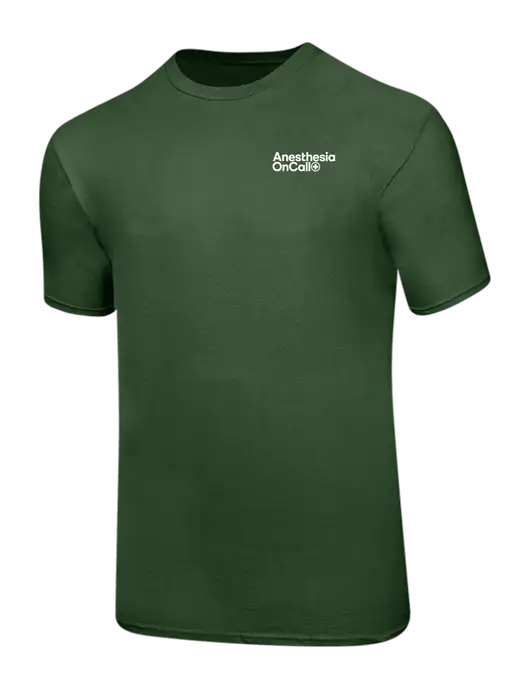 Ring Spun Dark Olive 4.5 oz T-Shirt w/Anesthesia OnCall Logo