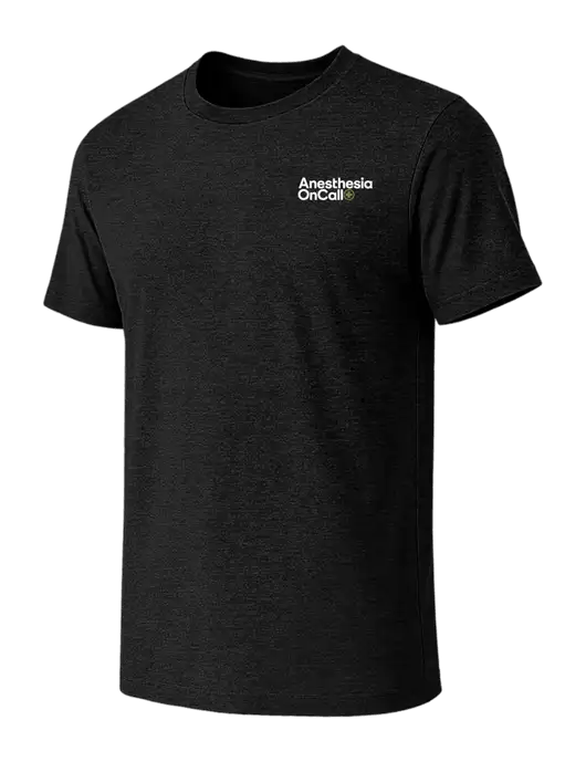 BELLA+CANVAS Black Heather CVC Short Sleeve Tee w/Anesthesia OnCall Logo