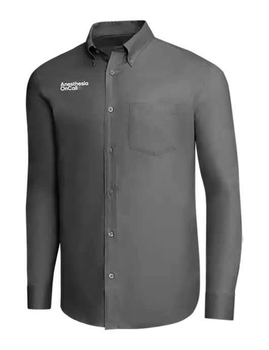 Brooks Brothers Dark Grey Wrinkle-Free Stretch Pinpoint Shirt w/Anesthesia OnCall Logo