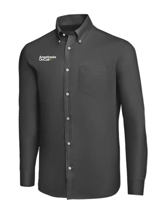 Brooks Brothers Dark Grey Wrinkle-Free Stretch Nailhead Shirt w/Anesthesia OnCall Logo