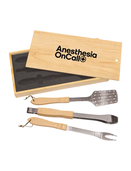 Wood BBQ Gift Set w/Anesthesia OnCall Logo